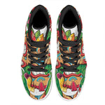 Hawaiian Tiki Print High Top Leather Sneakers
