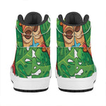 Hawaiian Tiki Print High Top Leather Sneakers