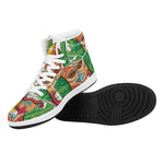 Hawaiian Tiki Print High Top Leather Sneakers