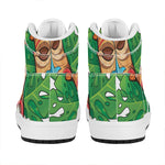Hawaiian Tiki Print High Top Leather Sneakers