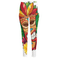 Hawaiian Tiki Print High-Waisted Pocket Leggings