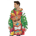 Hawaiian Tiki Print Hoodie Blanket