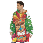 Hawaiian Tiki Print Hoodie Blanket
