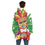 Hawaiian Tiki Print Hoodie Blanket