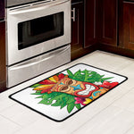 Hawaiian Tiki Print Kitchen Mat