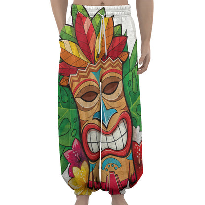 Hawaiian Tiki Print Lantern Pants