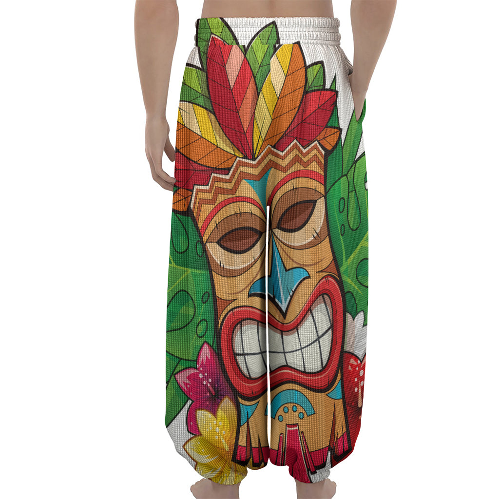 Hawaiian Tiki Print Lantern Pants