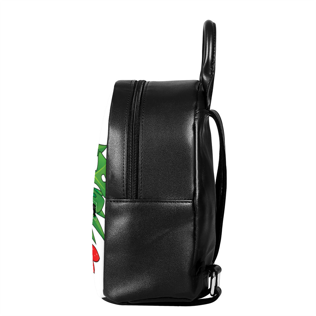 Hawaiian Tiki Print Leather Backpack