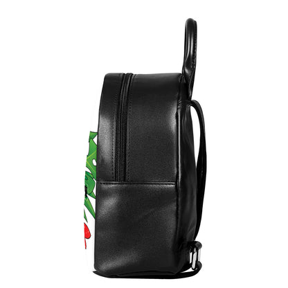 Hawaiian Tiki Print Leather Backpack