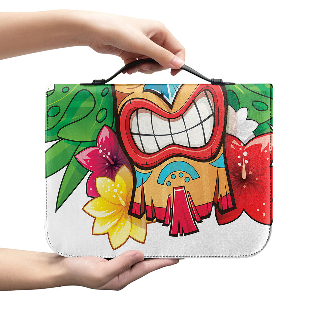 Hawaiian Tiki Print Leather Bible Cover