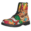 Hawaiian Tiki Print Lace-Up Boots