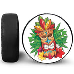 Hawaiian Tiki Print Leather Spare Tire Cover