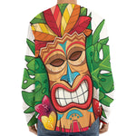 Hawaiian Tiki Print Long Sleeve Baseball Jersey