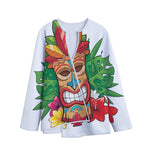 Hawaiian Tiki Print Long Sleeve Short Coat