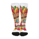 Hawaiian Tiki Print Long Socks