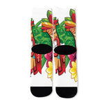 Hawaiian Tiki Print Long Socks