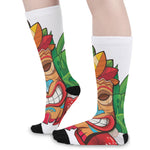Hawaiian Tiki Print Long Socks