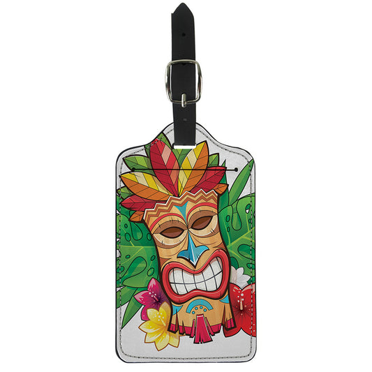 Hawaiian Tiki Print Luggage Tag