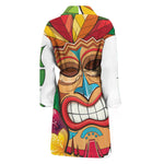 Hawaiian Tiki Print Men's Bathrobe