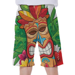 Hawaiian Tiki Print Men's Beach Shorts