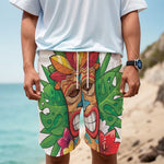 Hawaiian Tiki Print Men's Cargo Shorts
