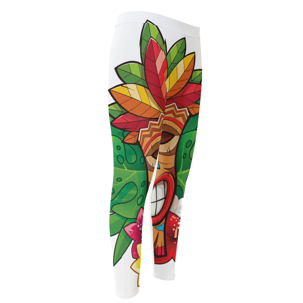 Hawaiian Tiki Print Men's Compression Pants