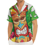 Hawaiian Tiki Print Men's Deep V-Neck Shirt
