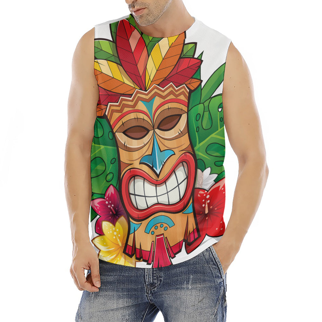 Hawaiian Tiki Print Men's Fitness Tank Top