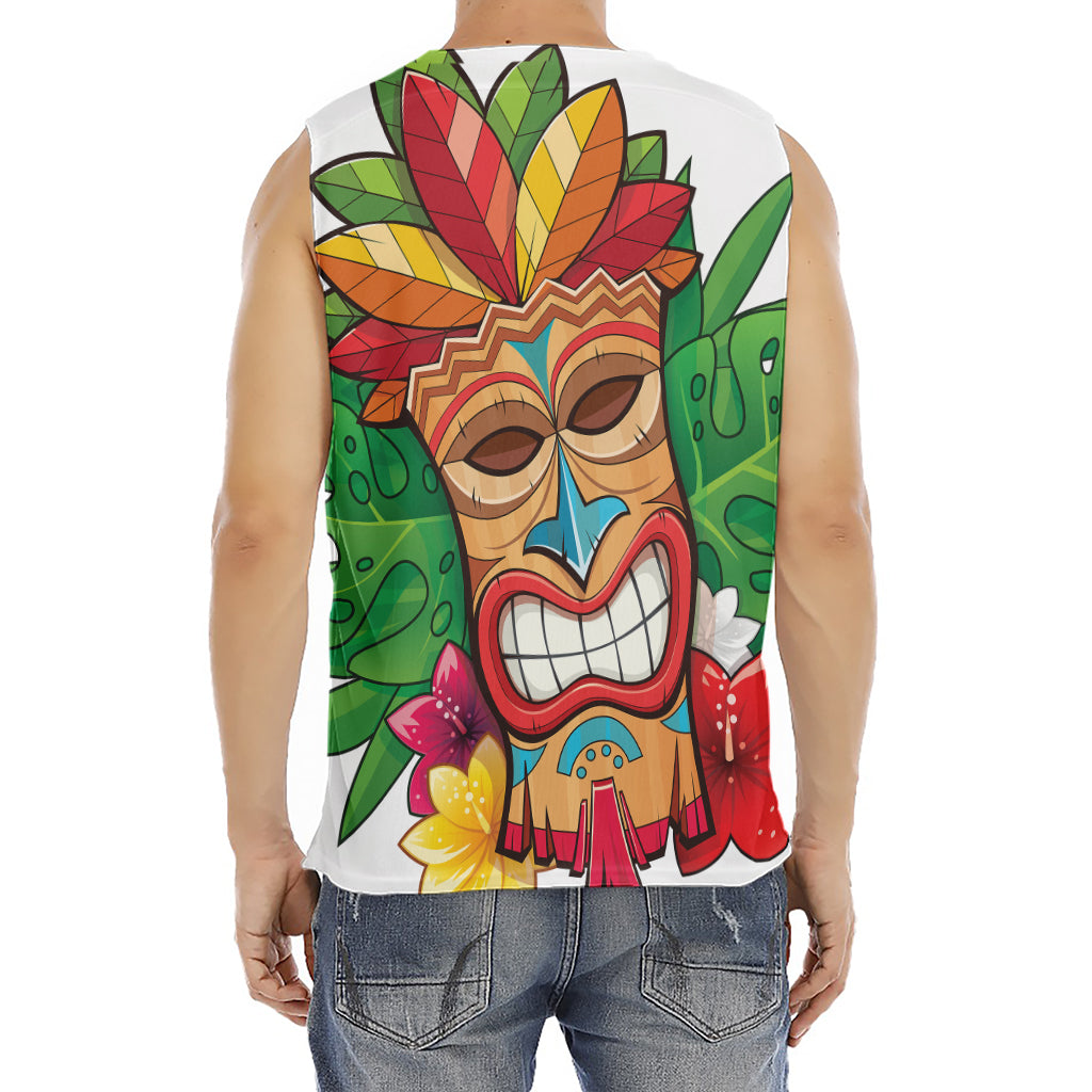 Hawaiian Tiki Print Men's Fitness Tank Top