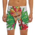 Hawaiian Tiki Print Men's Long Boxer Briefs