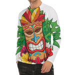 Hawaiian Tiki Print Men's Long Sleeve Rash Guard