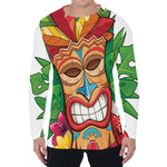 Hawaiian Tiki Print Men's Long Sleeve T-Shirt