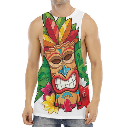 Hawaiian Tiki Print Men's Muscle Tank Top