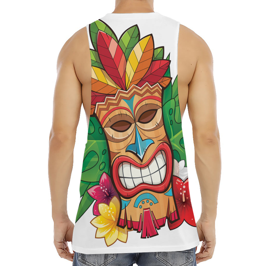 Hawaiian Tiki Print Men's Muscle Tank Top