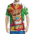 Hawaiian Tiki Print Men's Polo Shirt