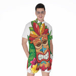 Hawaiian Tiki Print Men's Rompers