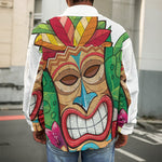 Hawaiian Tiki Print Men's Shirt Jacket