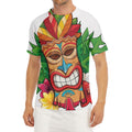 Hawaiian Tiki Print Men's Short Sleeve Rash Guard