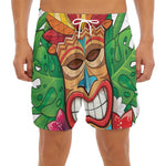 Hawaiian Tiki Print Men's Split Running Shorts
