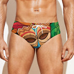 Hawaiian Tiki Print Men's Swim Briefs