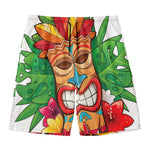 Hawaiian Tiki Print Men's Swim Trunks