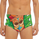 Hawaiian Tiki Print Men's Triangle Swim Briefs