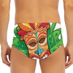 Hawaiian Tiki Print Men's Triangle Swim Briefs