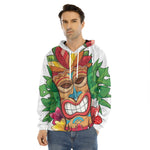 Hawaiian Tiki Print Men's Velvet Pullover Hoodie