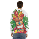 Hawaiian Tiki Print Men's Velvet Pullover Hoodie