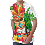 Hawaiian Tiki Print Men's Velvet T-Shirt