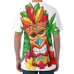 Hawaiian Tiki Print Men's Velvet T-Shirt