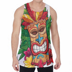 Hawaiian Tiki Print Men's Velvet Tank Top
