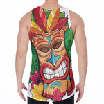 Hawaiian Tiki Print Men's Velvet Tank Top