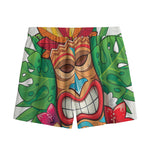 Hawaiian Tiki Print Mesh Shorts
